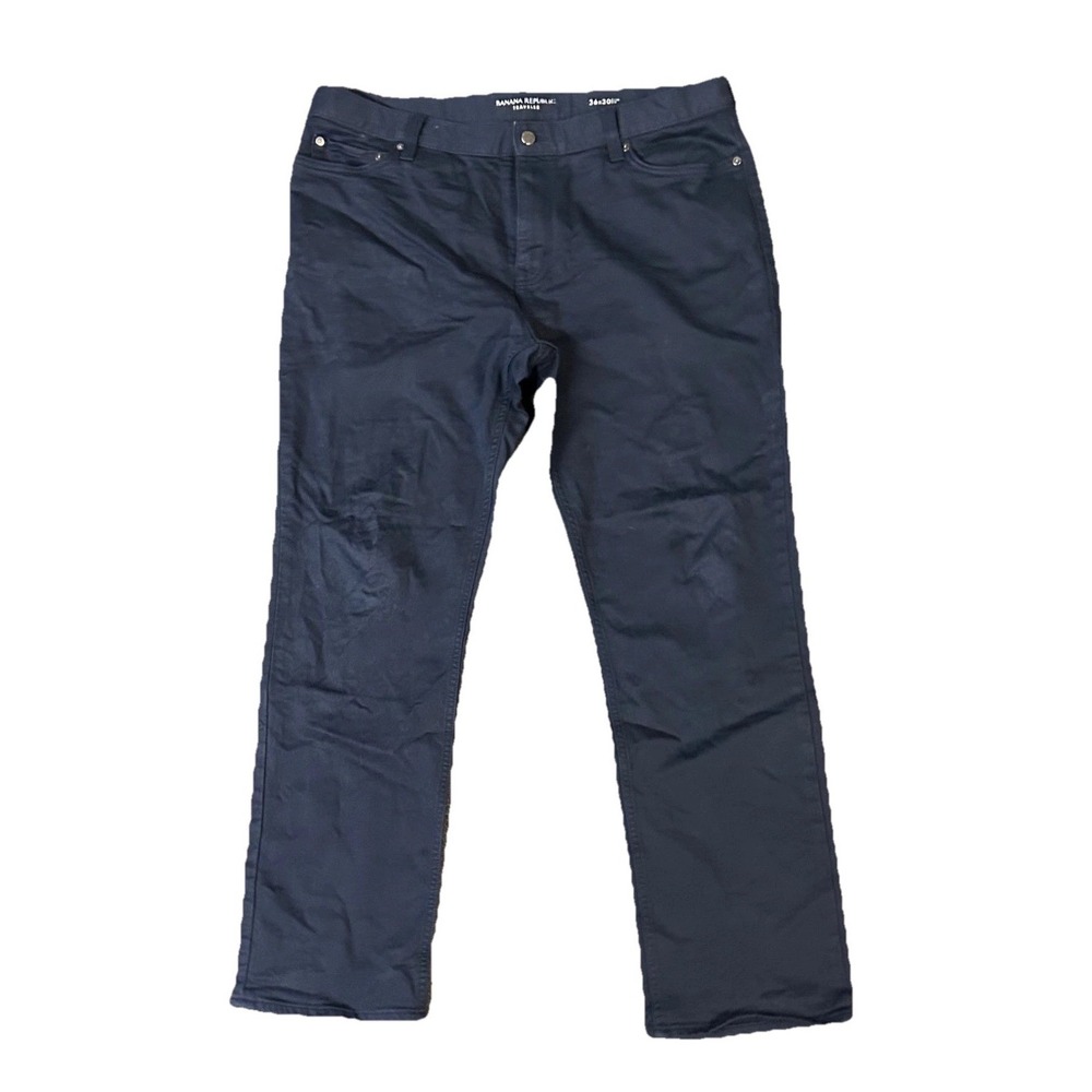 Banana Republic Traveler Pants Mens 36x30 Navy Blue Slim Fit 5-Pocket Chino